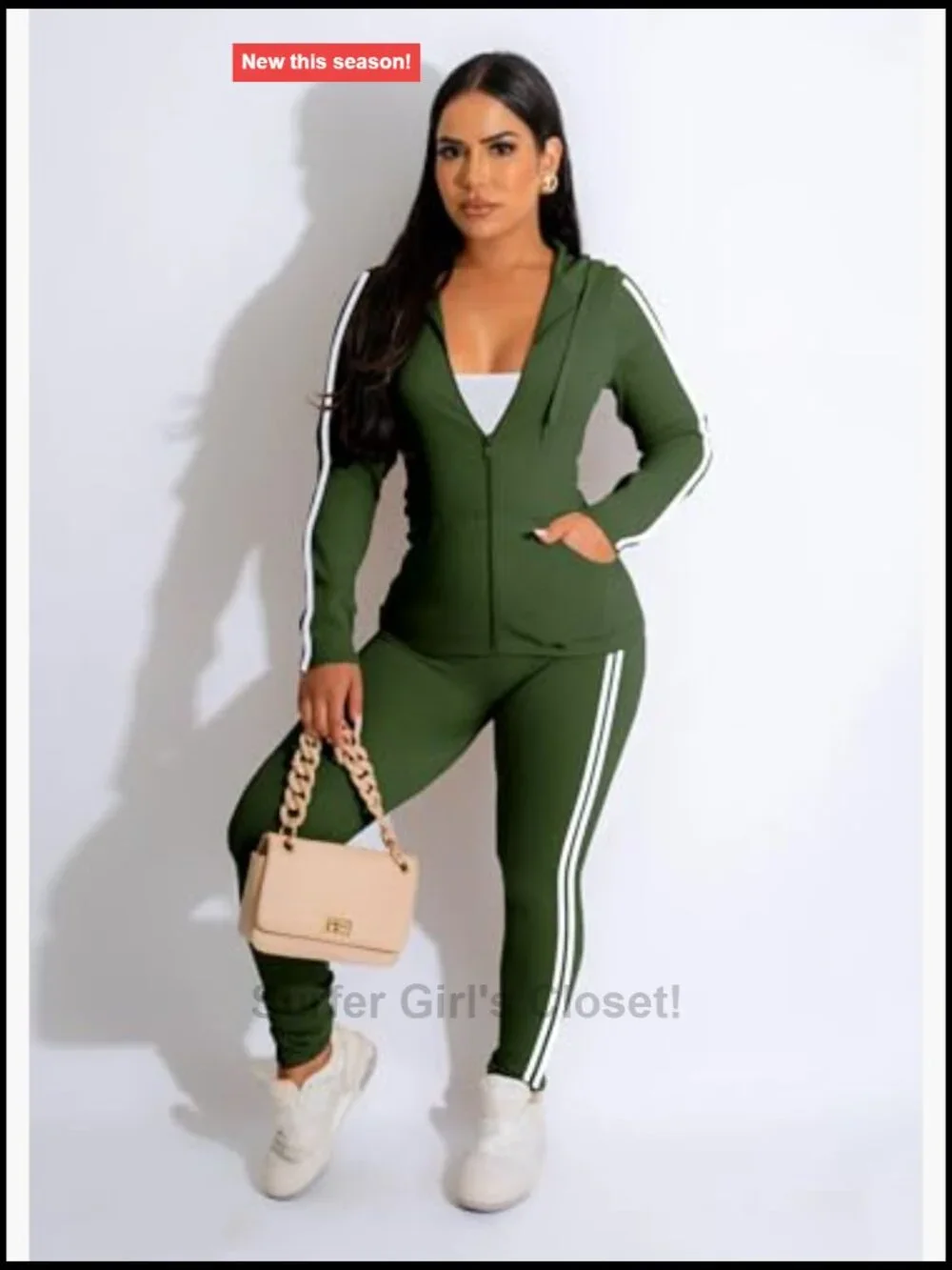 2 Piece Outfits Long Sleeve Tracksuit Bodycon Matching Sets Hoodie Jacket